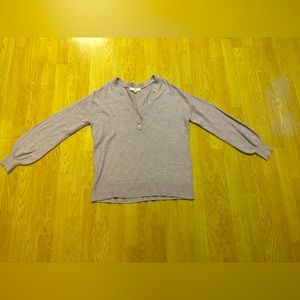 LOFT Smoky Lavender Quarter Button Up Knit Sweater-M